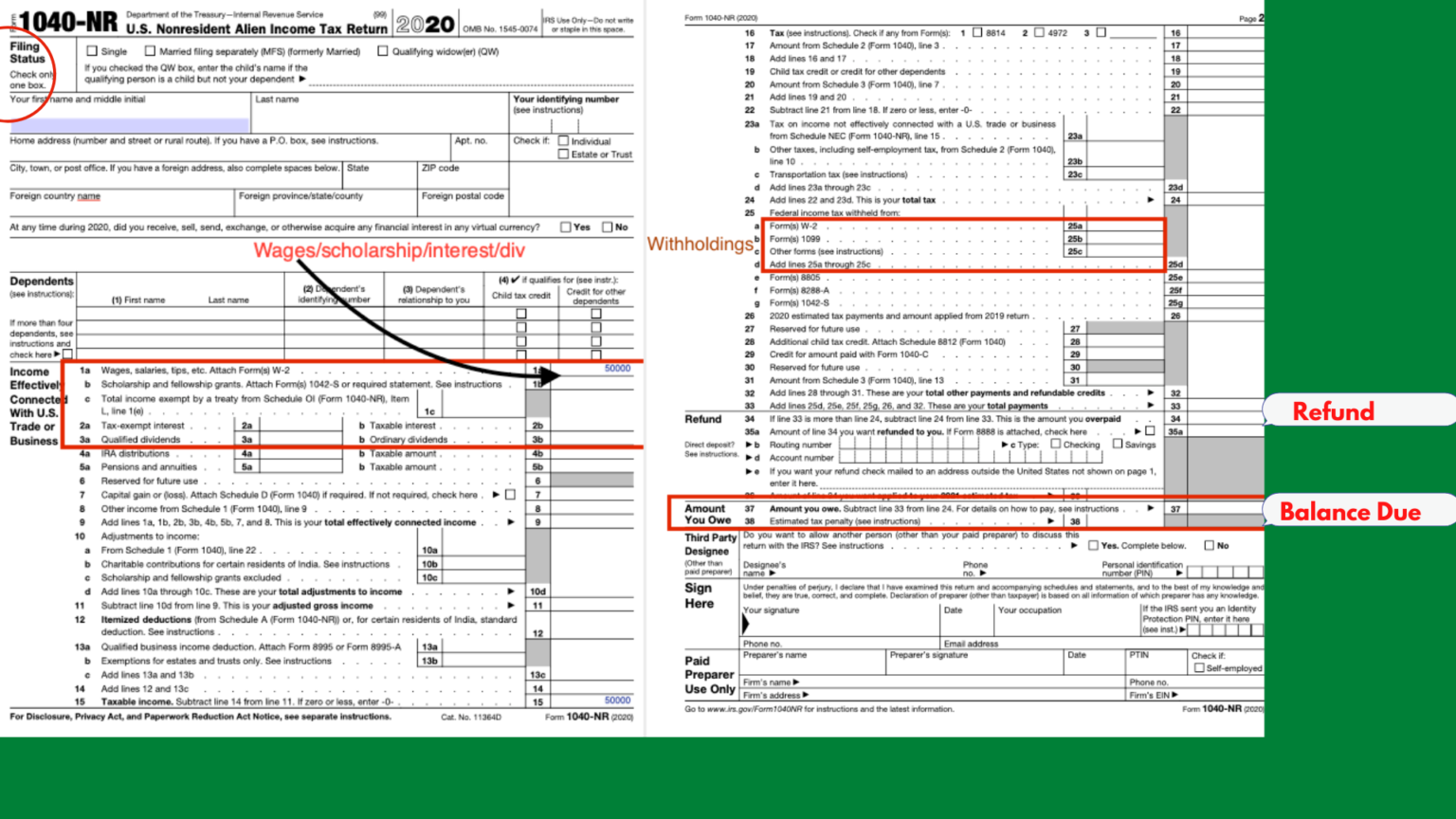 Non-Resident US Tax Return | Form 1040NR | Things you must know